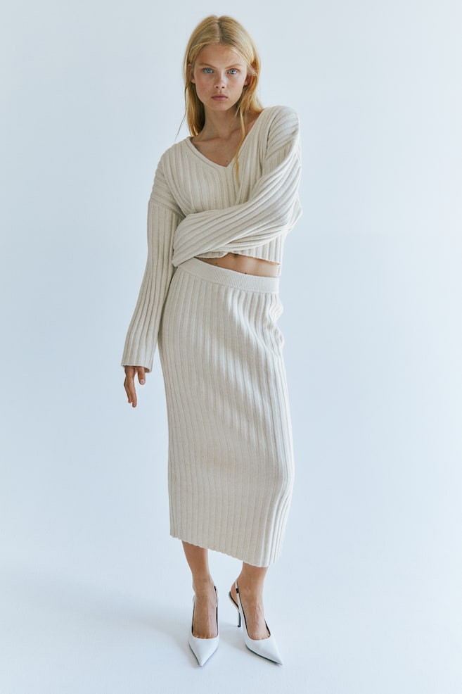 Rib-knit jumper - Natural white - 11