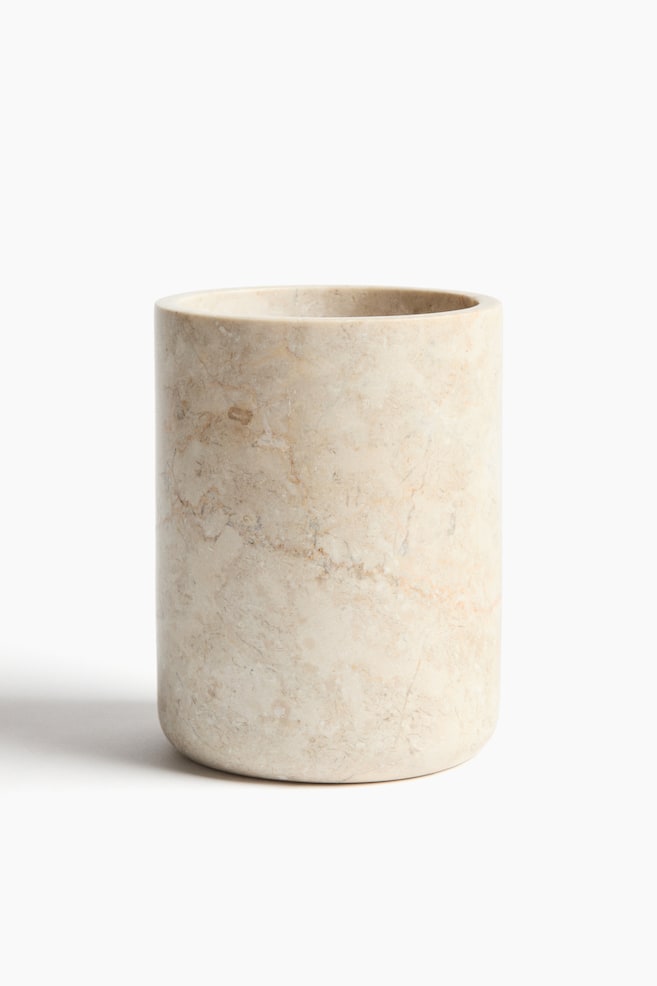 Marble Utensil Holder - Beige - 1