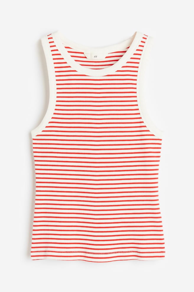 Ribbed vest top - White/Red striped/White/Seashell/White/Yellow striped - 2