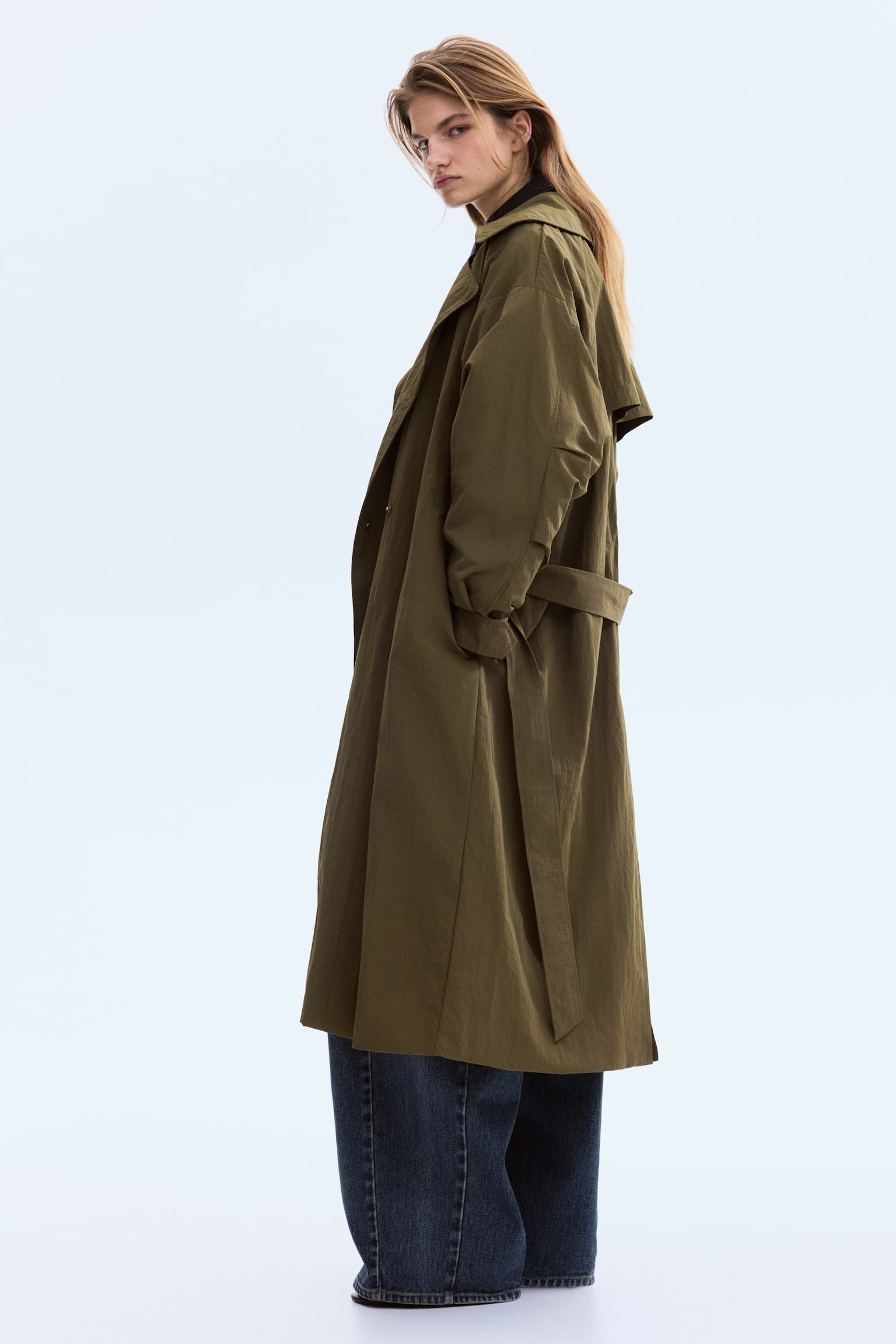 Nylon trench coat - Dark khaki green - 6