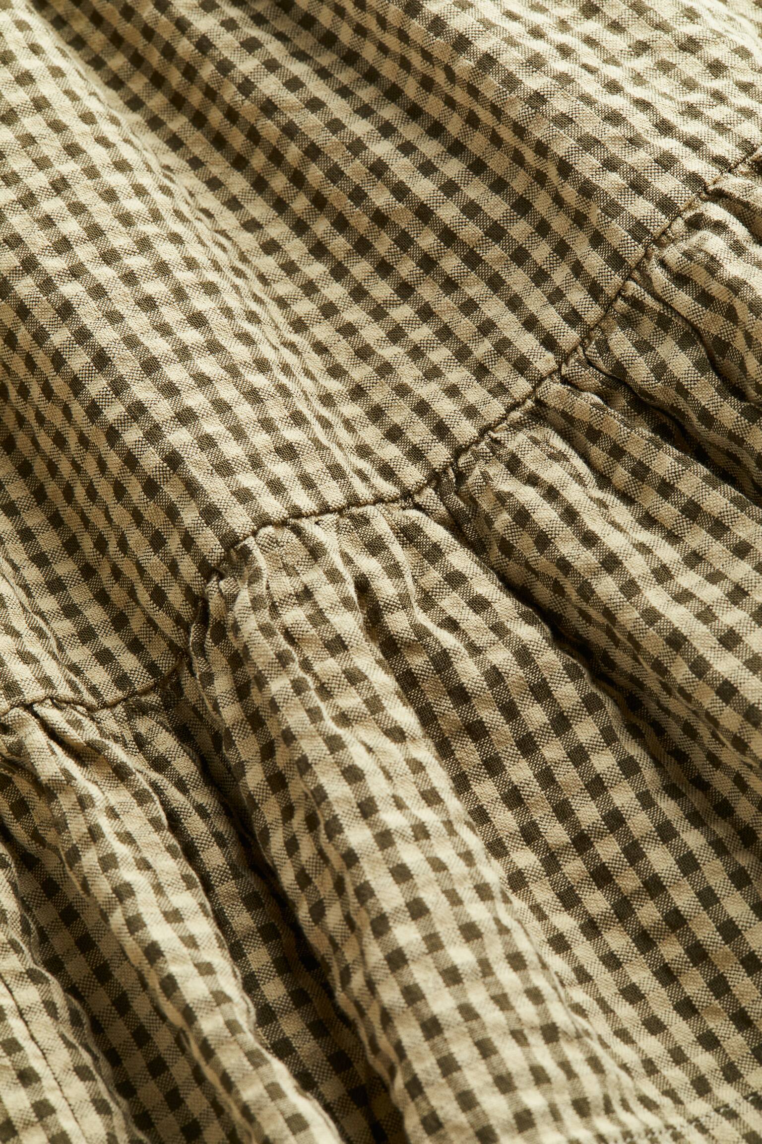 Puff Sleeve Dress - Dark khaki green/Check - 2