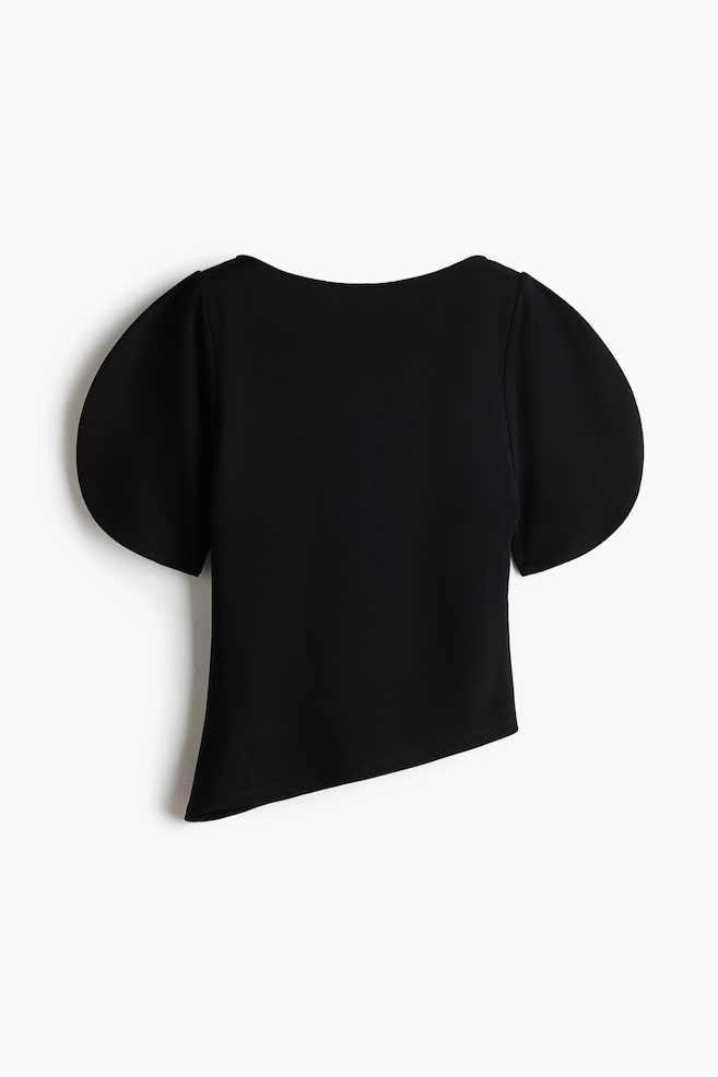 Top asymétrique avec manches bouffantes - Noir - 1