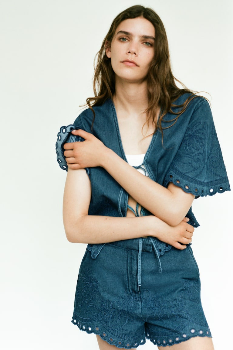 Teksas bluza s vezenim detaljima