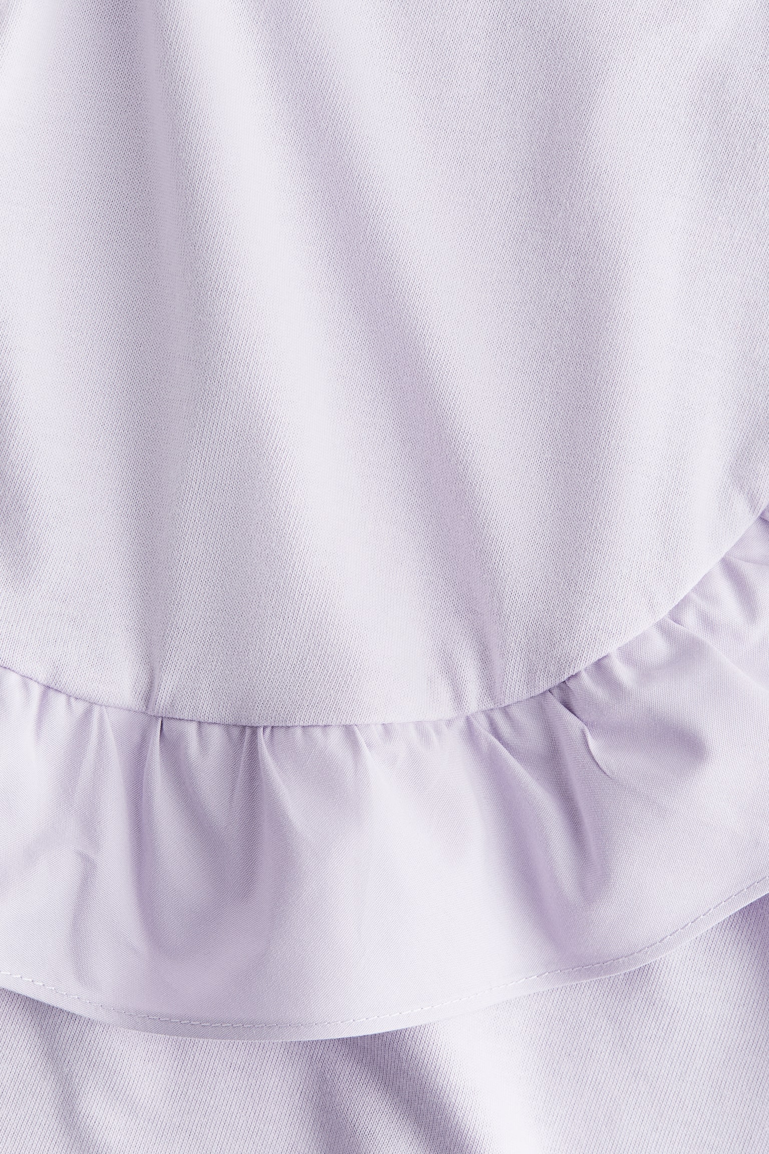 荷葉邊棉質上衣 - 淺紫色/白色 - 3