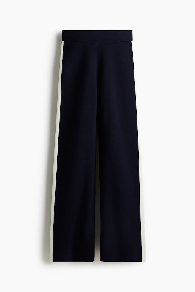 Pantaloni largi cu elastic în talie - Bleumarin - 1