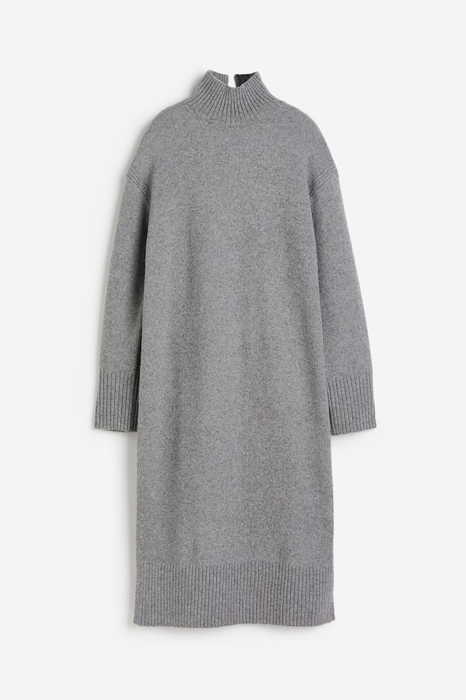 Knitted turtleneck dress - Grey marl/Black/Black marl - 2