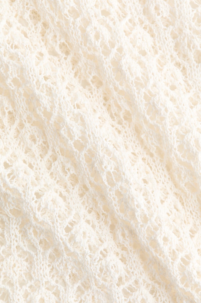 Crochet-Look Beach Dress - White/Black/Dark red - 4