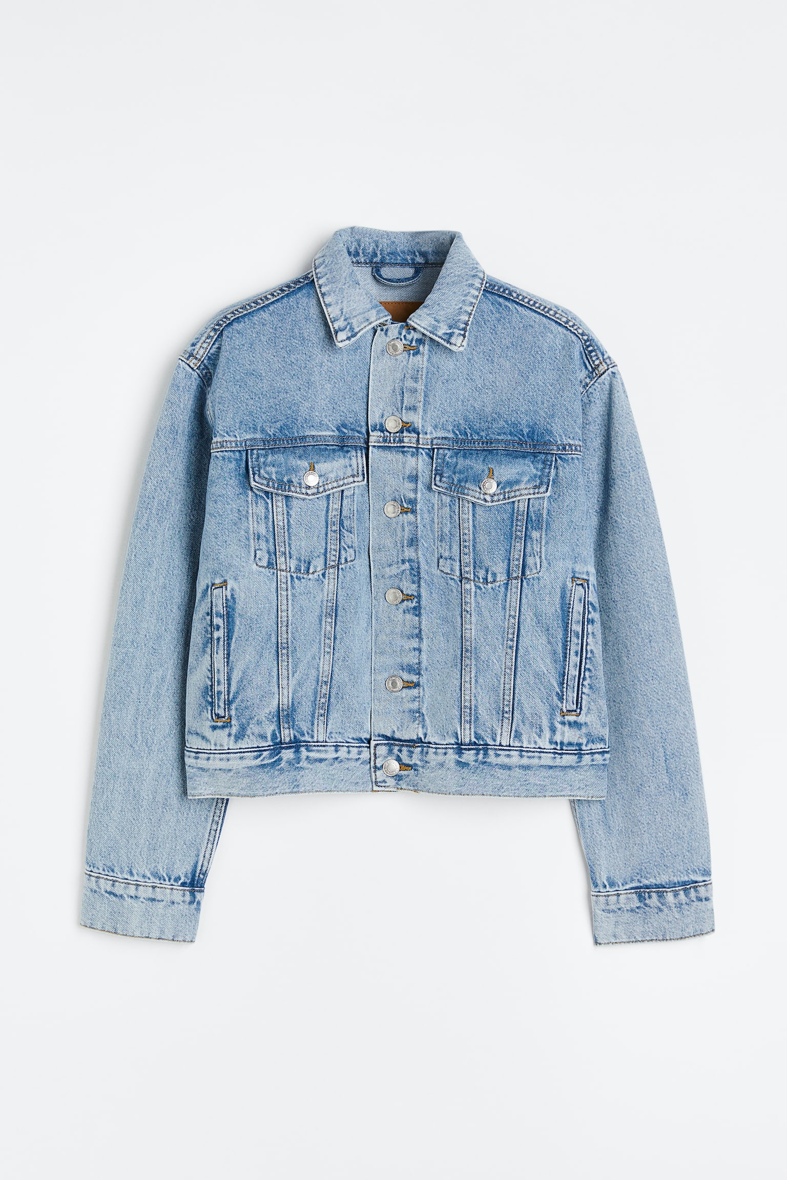 Short Denim Jacket - Light denim blue/White/Dark grey - 1