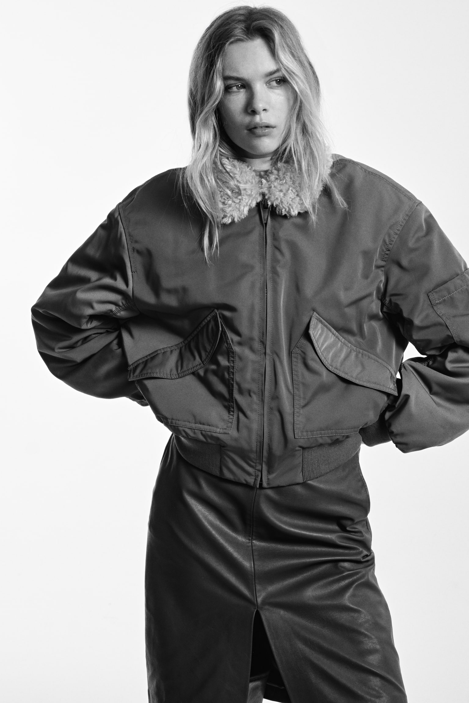 Collared bomber jacket - Khaki green - 1