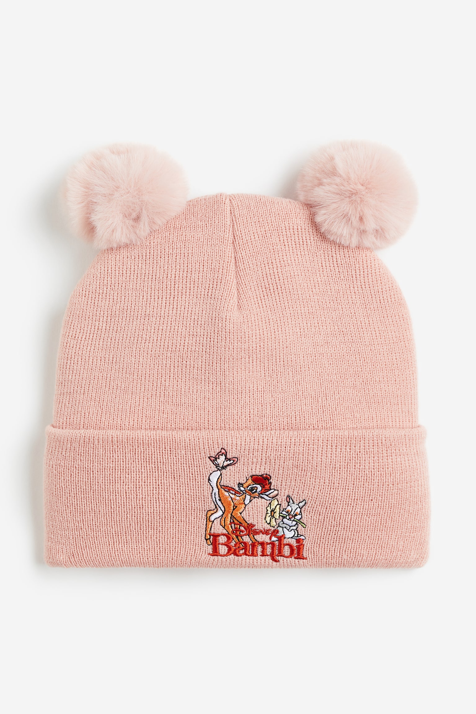 Appliquéd pompom beanie - Dusty pink/Bambi - 1