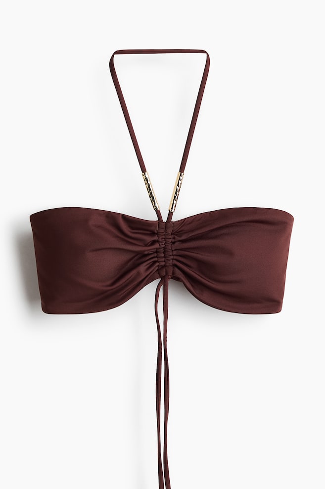 Top per bikini a fascia imbottito - Marrone scuro - 1