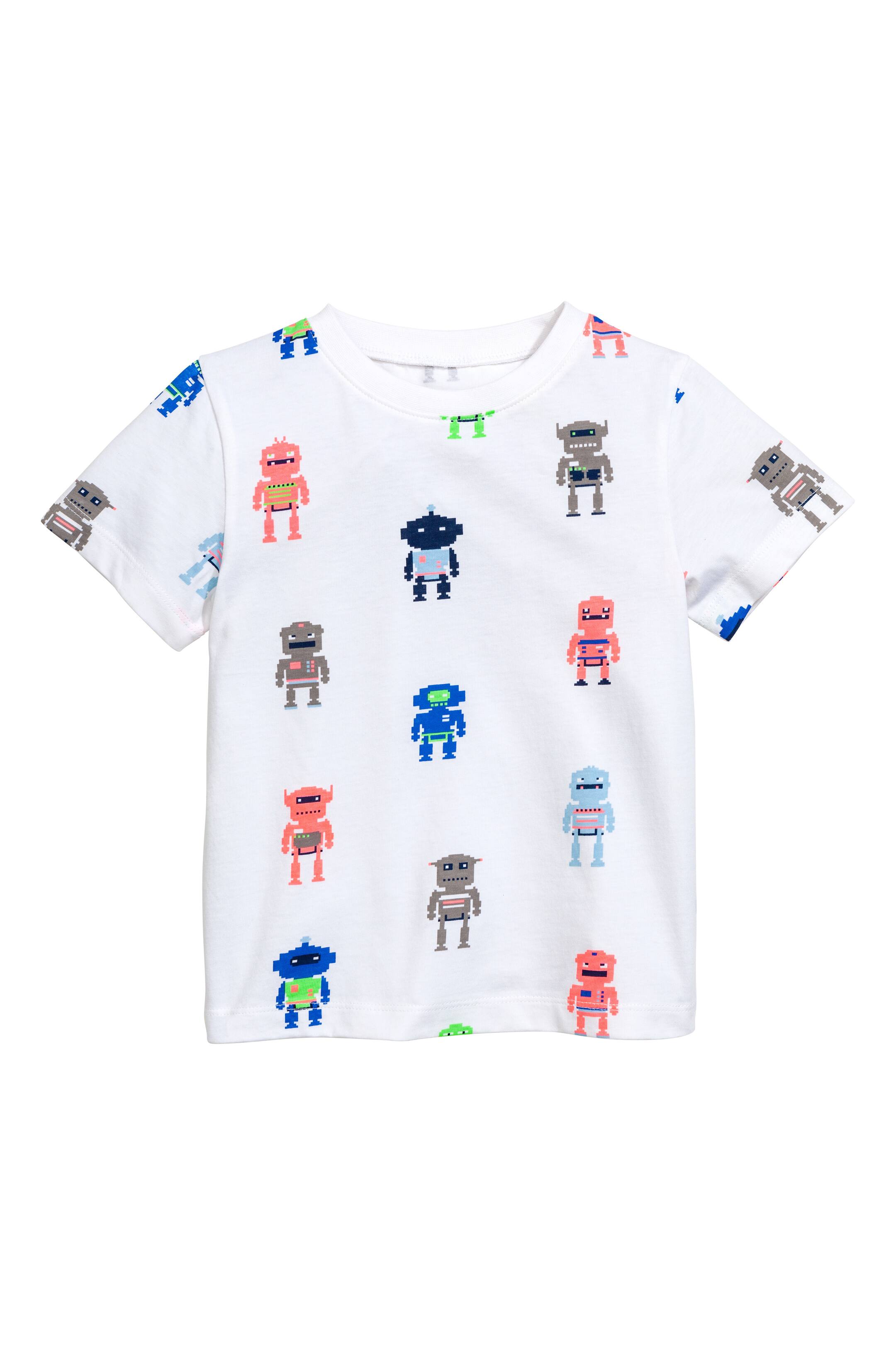 Näytä suurempi kuva: Printti-T-paita - Valkoinen/Robotti - Kids | H&M FI 1