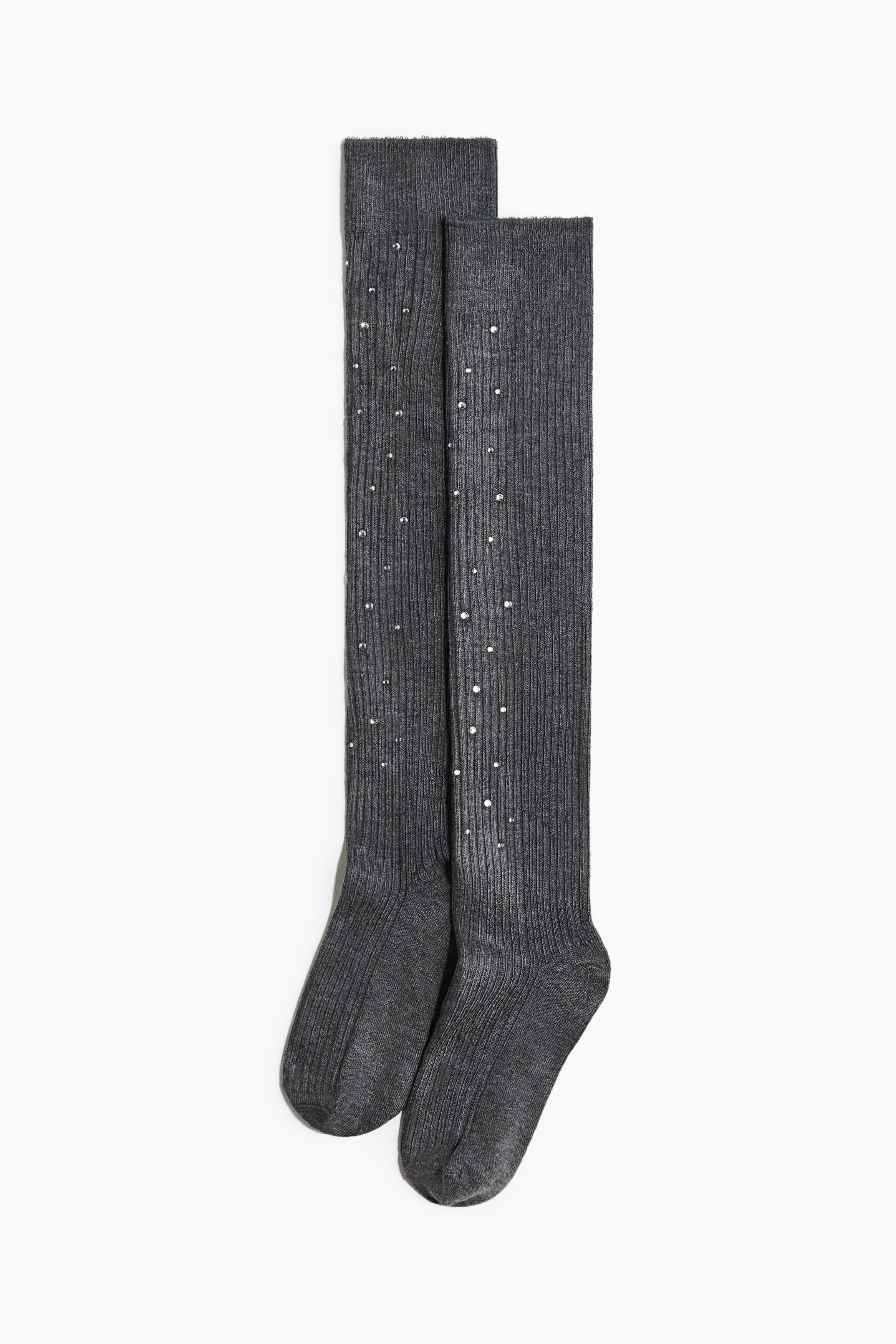 Dames - Grijs gemêleerd Gedecoreerde kniekousen - Size: 36/38  - H&M