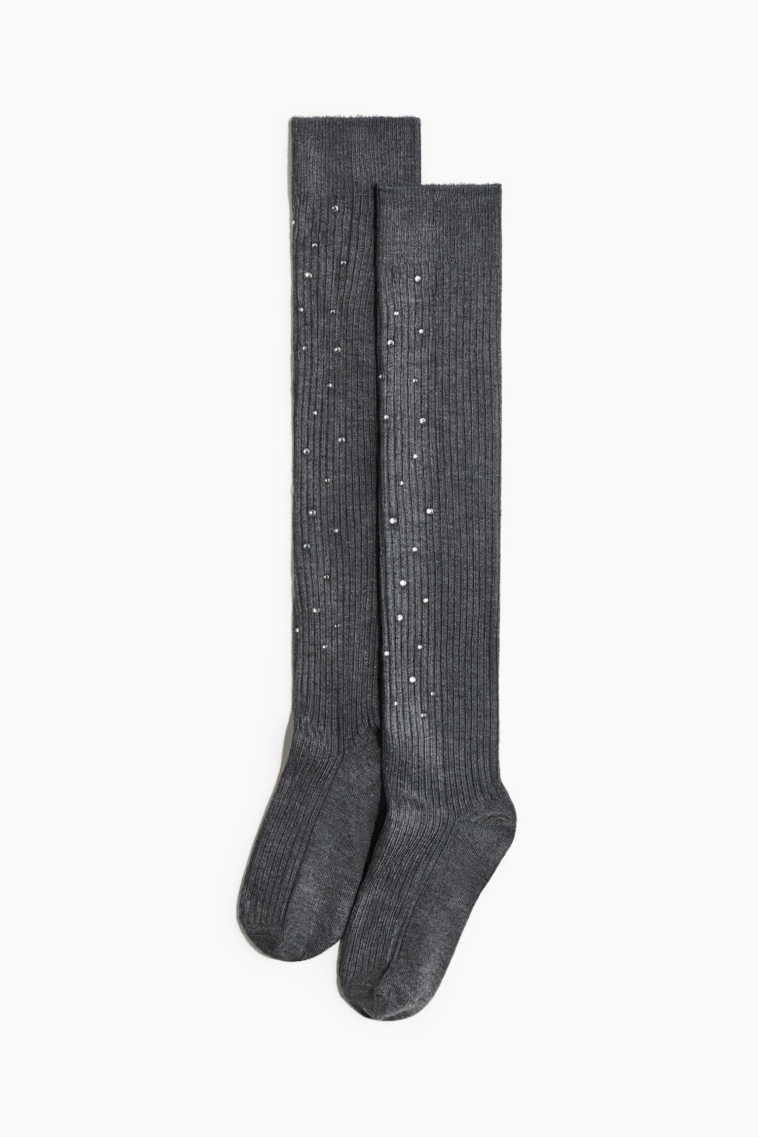 Podkolanówki ze strassem - Szary melanż