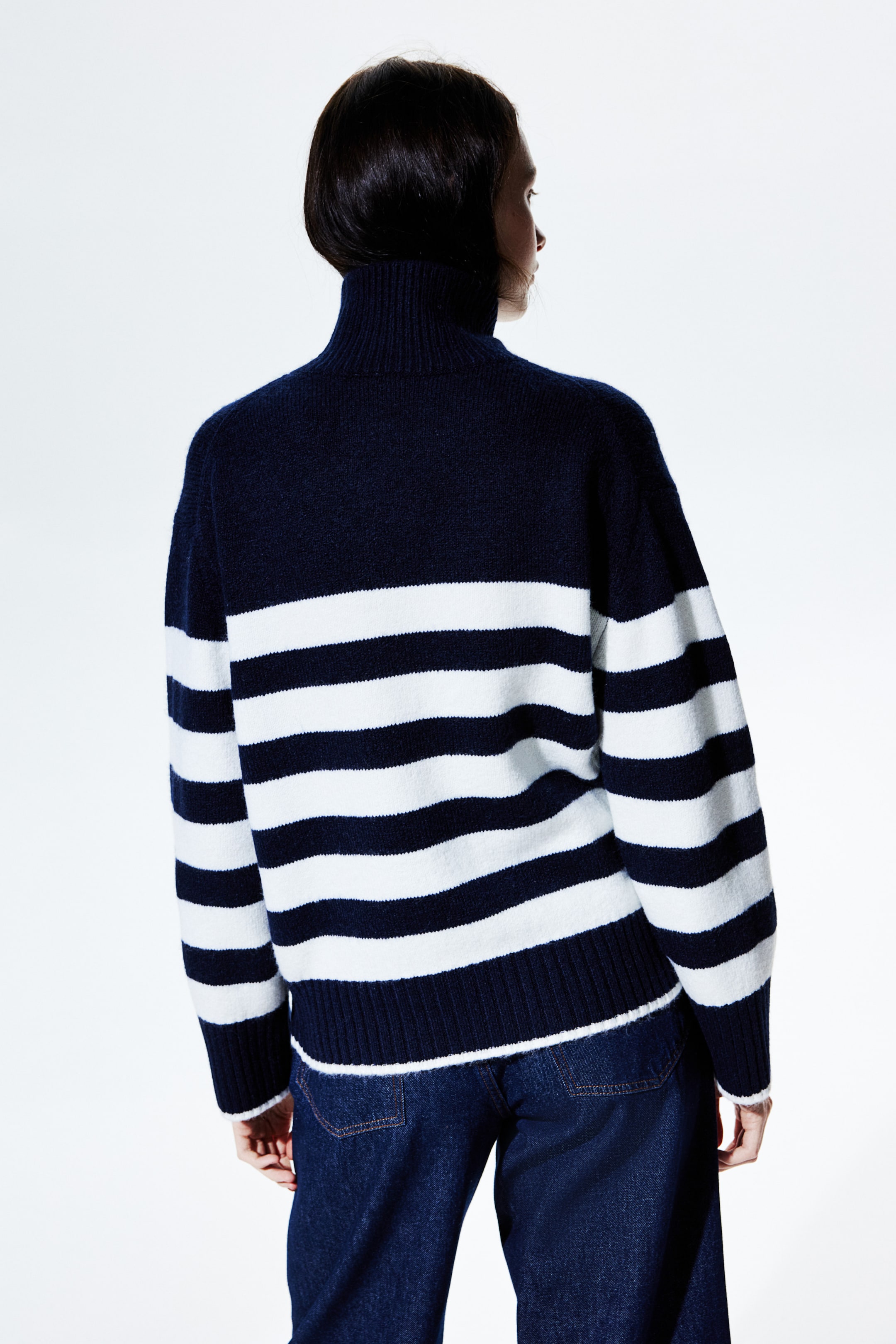 Fine-Knit Mock Turtleneck Sweater