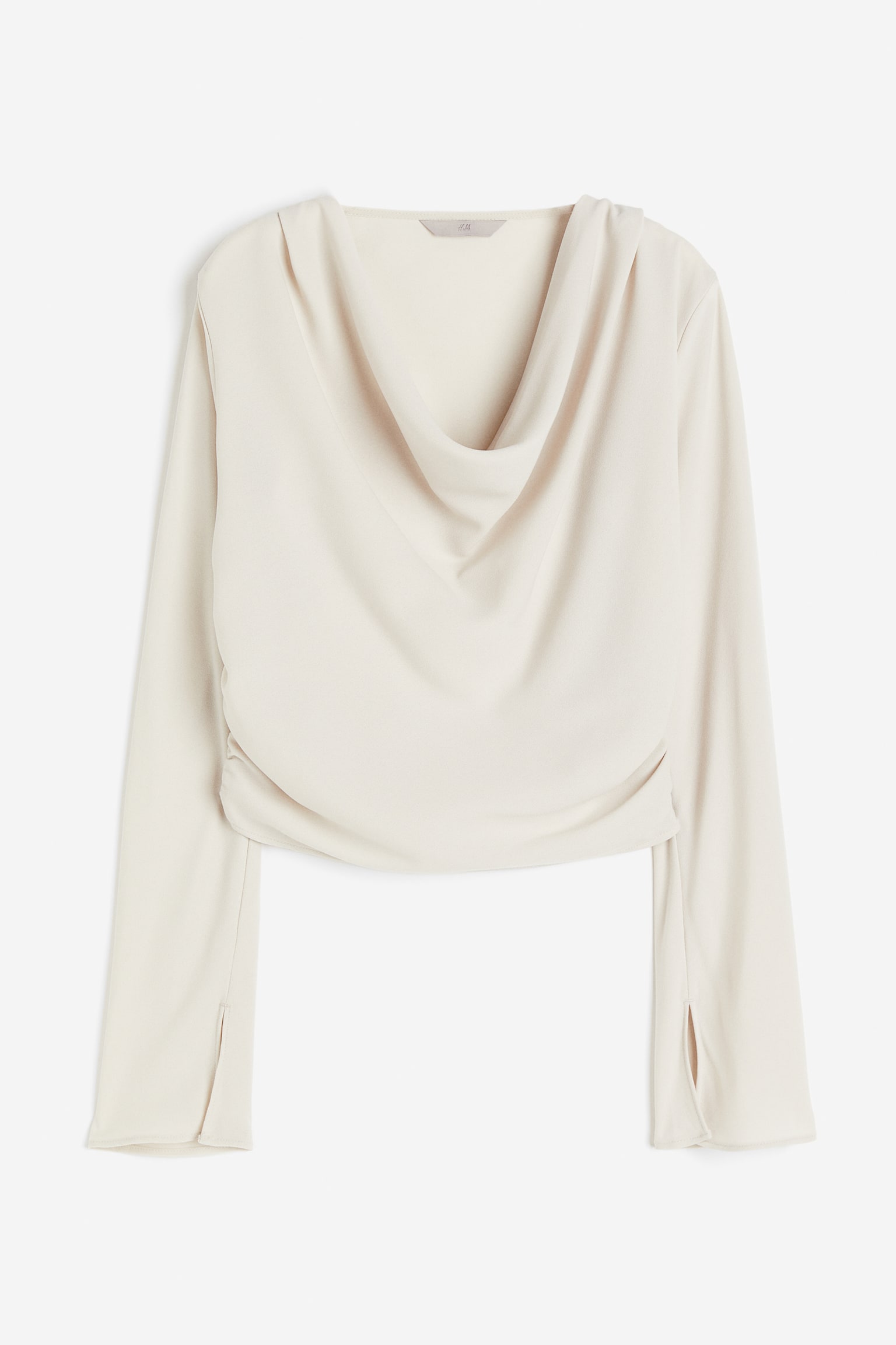 Cowl Neck Blouse - Light beige/Black - 2