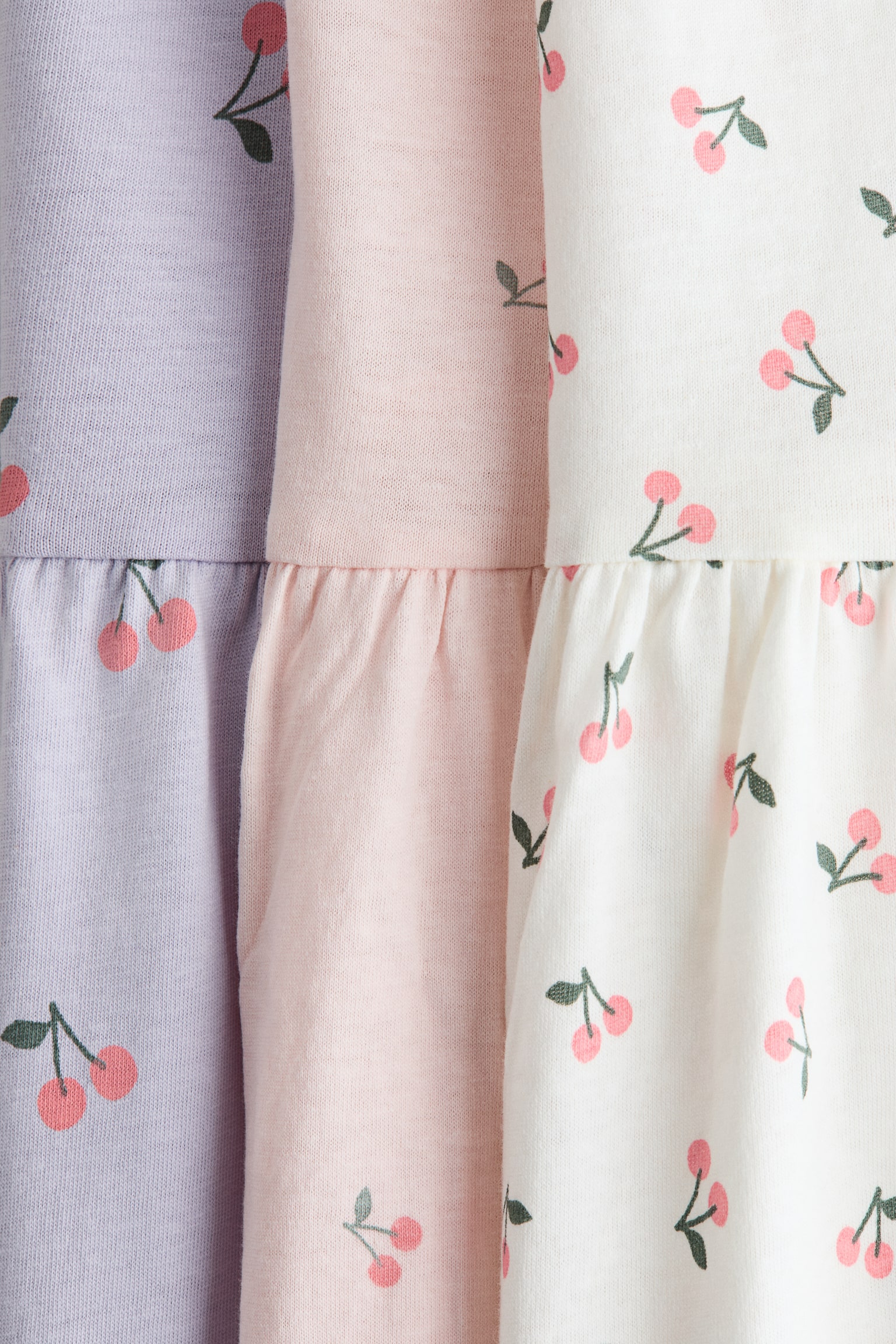 3-pack printed cotton dresses - Cream/Cherries/Beige/Leopard print/Cream/Floral/Light pink/Hearts/Light pink/Stamps - 2