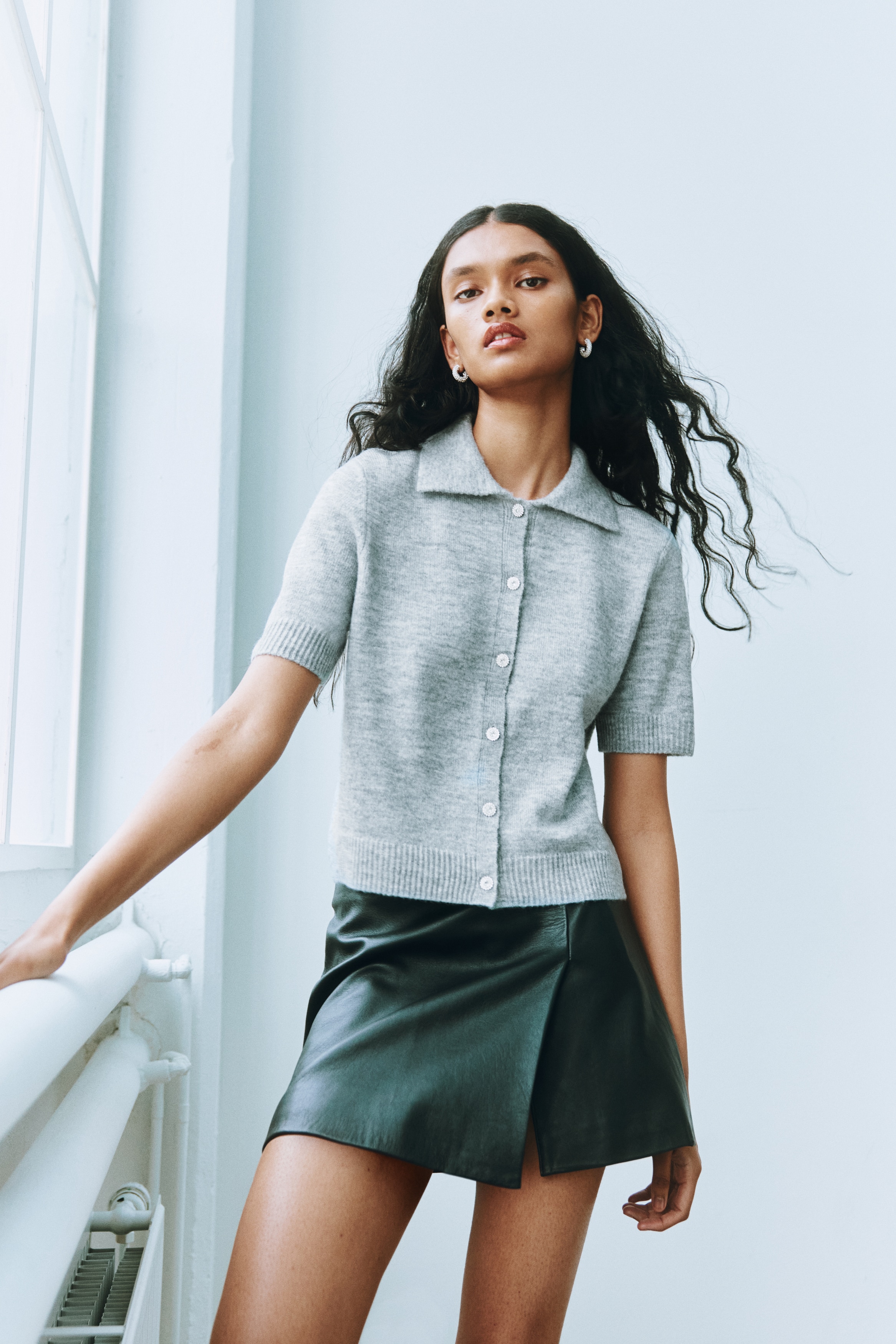 トップス Hug knit cardigan lightgrey ANDMARY Hug knit cardigan