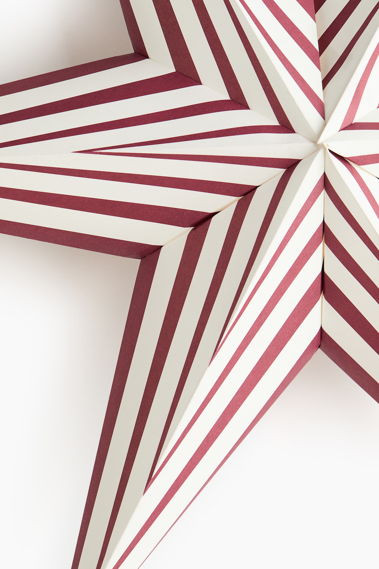 Paper star lampshade - White/Red striped - 2