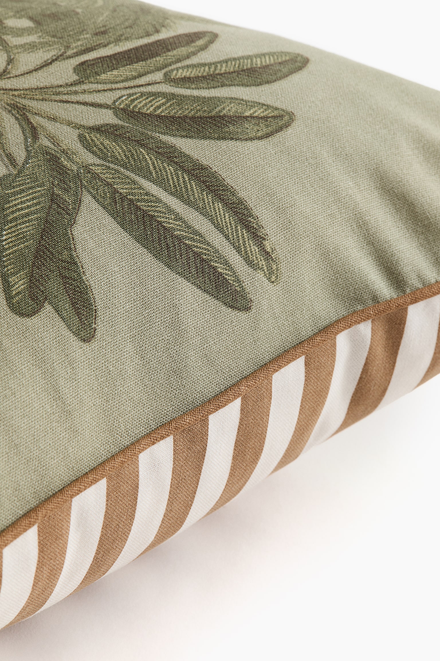 כיסוי לכרית נוי מקנבס כותנה עם הדפס - ירוק חאקי בהיר/דינוזאור/בז' בהיר/טי-רקס - 3