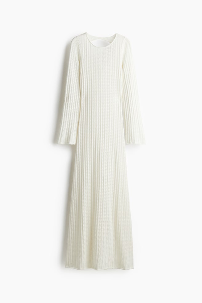 Abito in maglia traforata con schiena scoperta - Bianco - 1