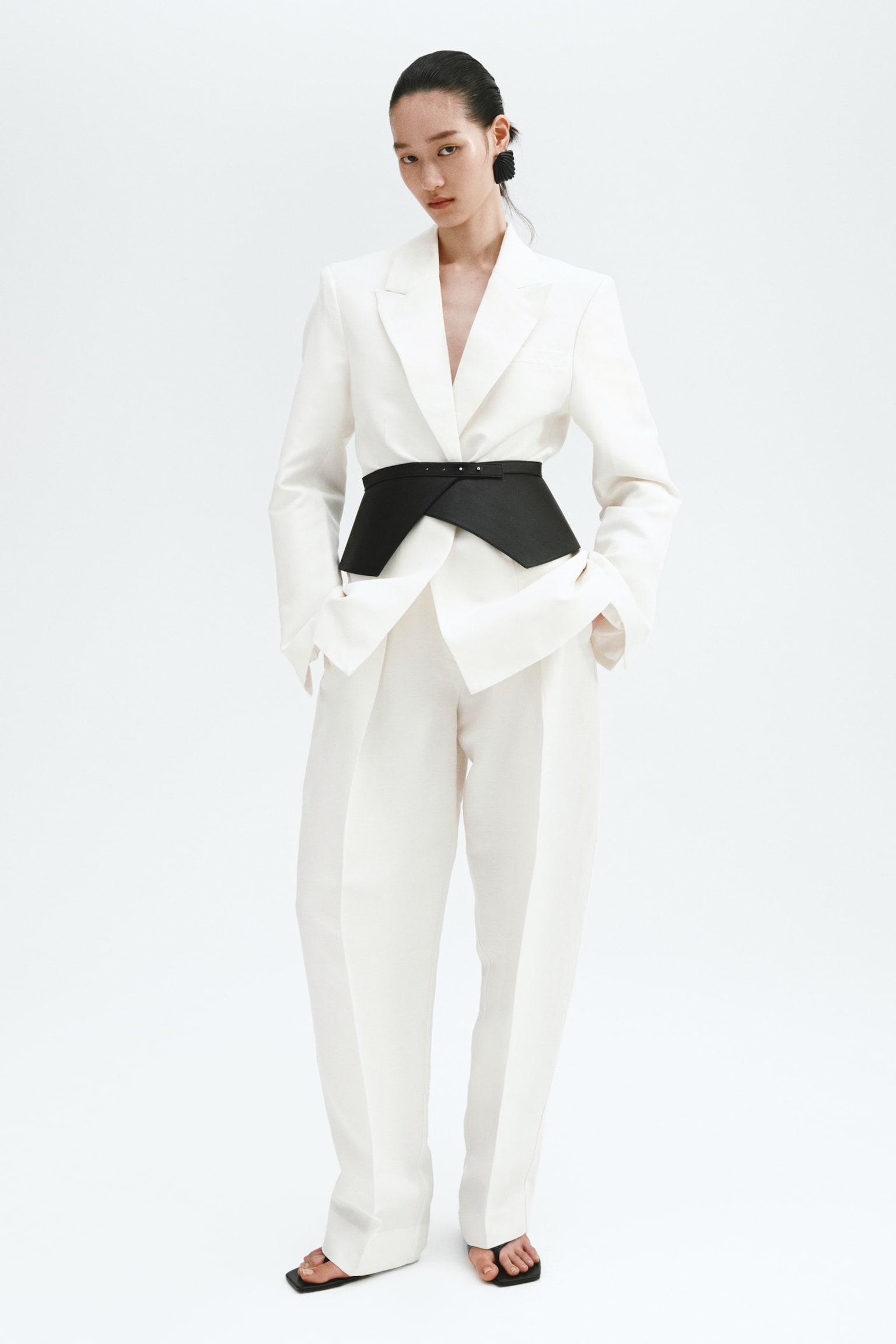 Linen-blend blazer - White - 1