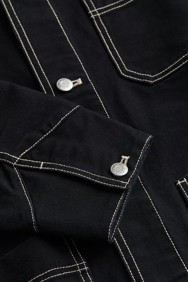 Puuvillakanvaasinen paitatakki Regular Fit - Musta/Beige - 6