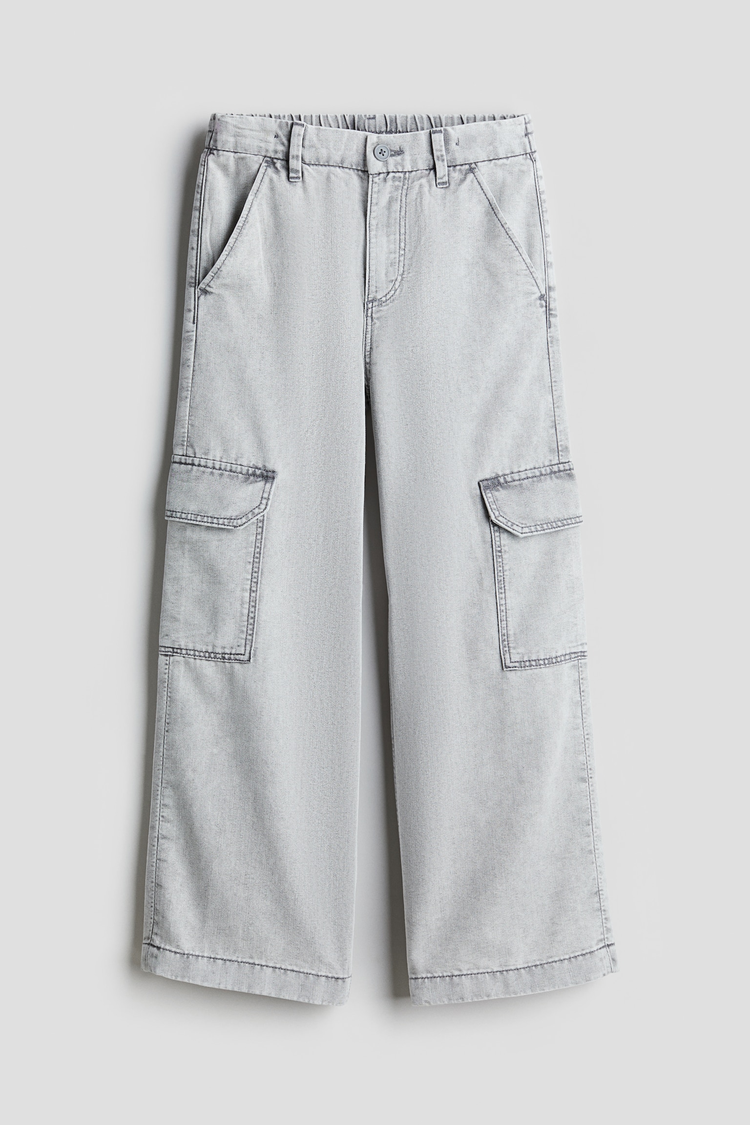 Wide Cargo Pants - Light grey/Cream - 1