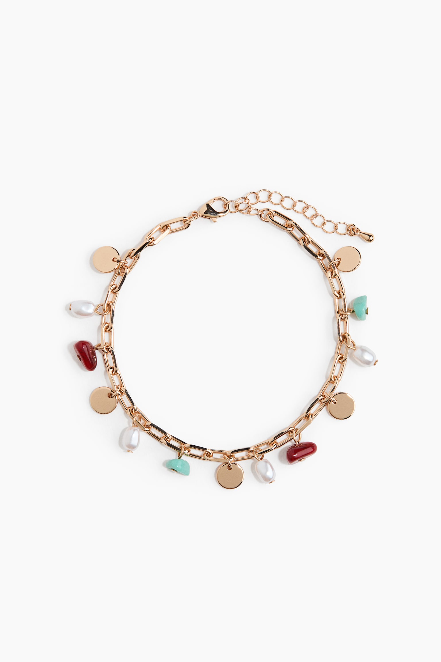 Charm Anklet - Gold-colored/turquoise-colored - 1