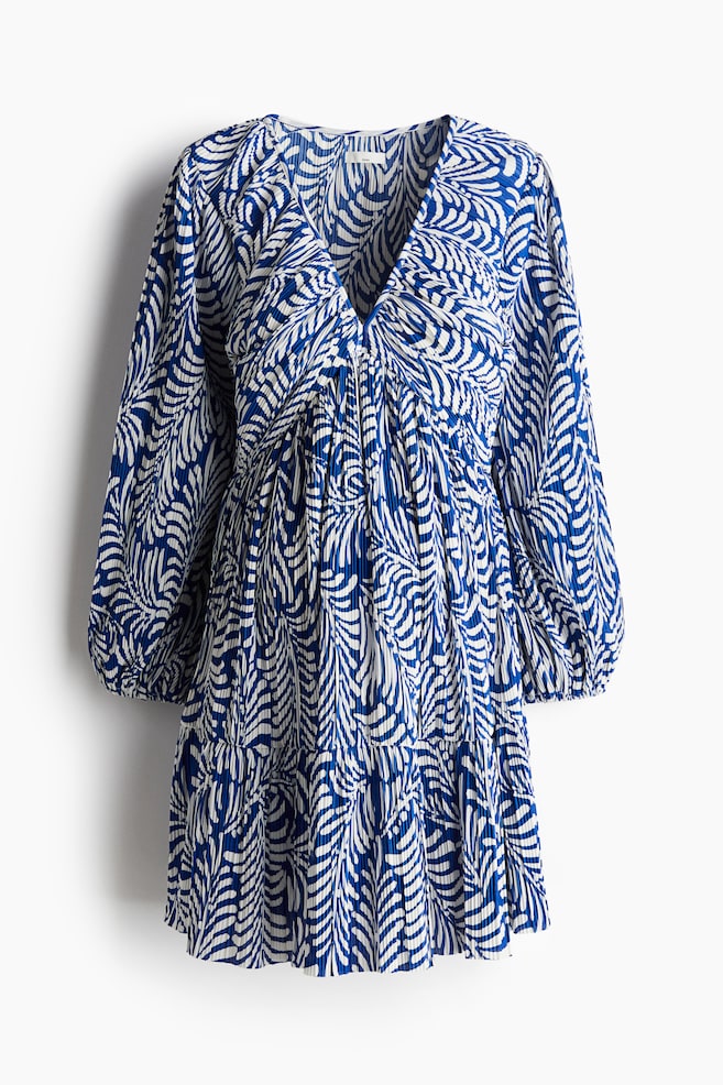 MAMA Robe plissée - Bleu/motif blanc - 1