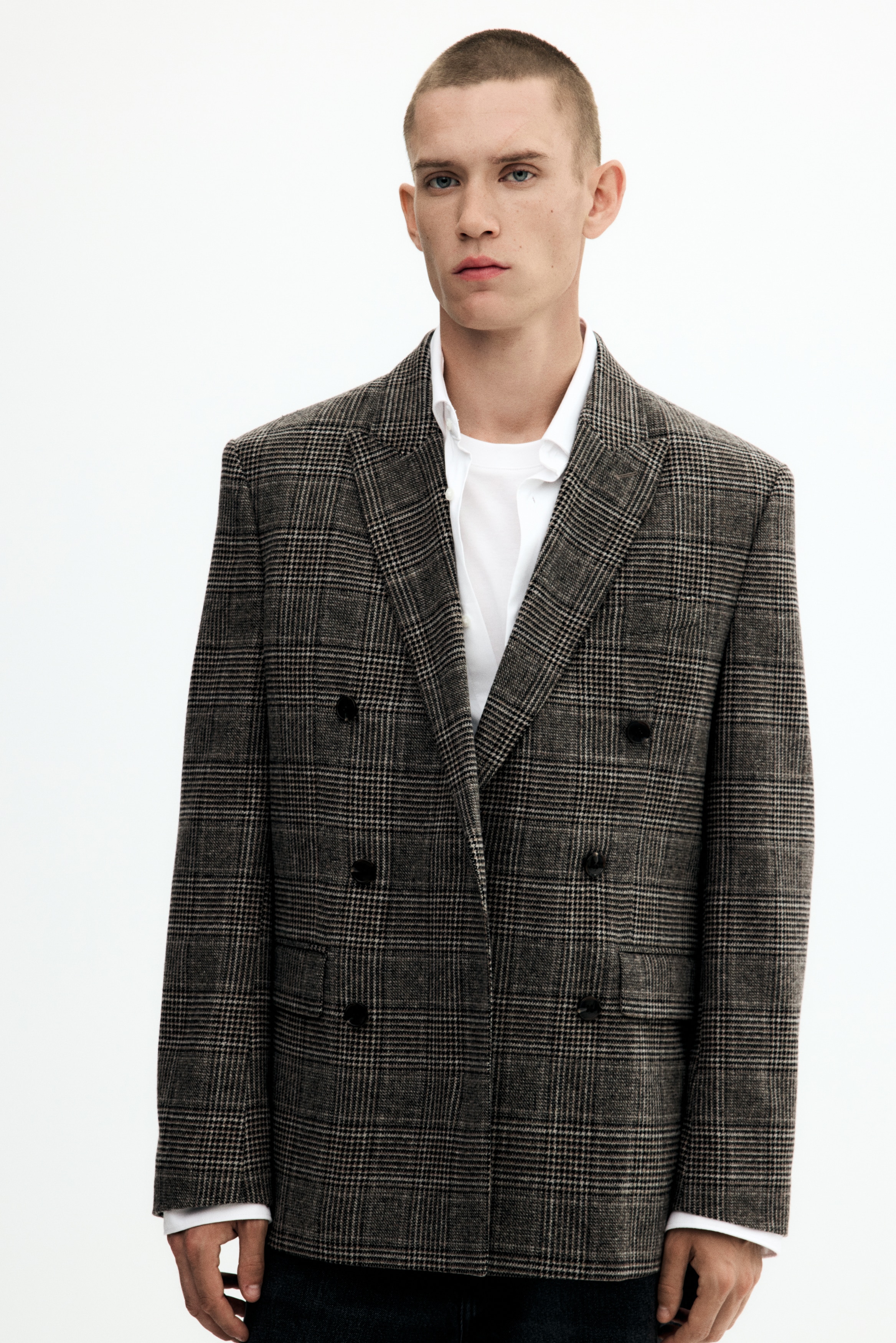 H & M - レギュラーフィット ウールブレンドダブルブレストジャケット - ブラウン