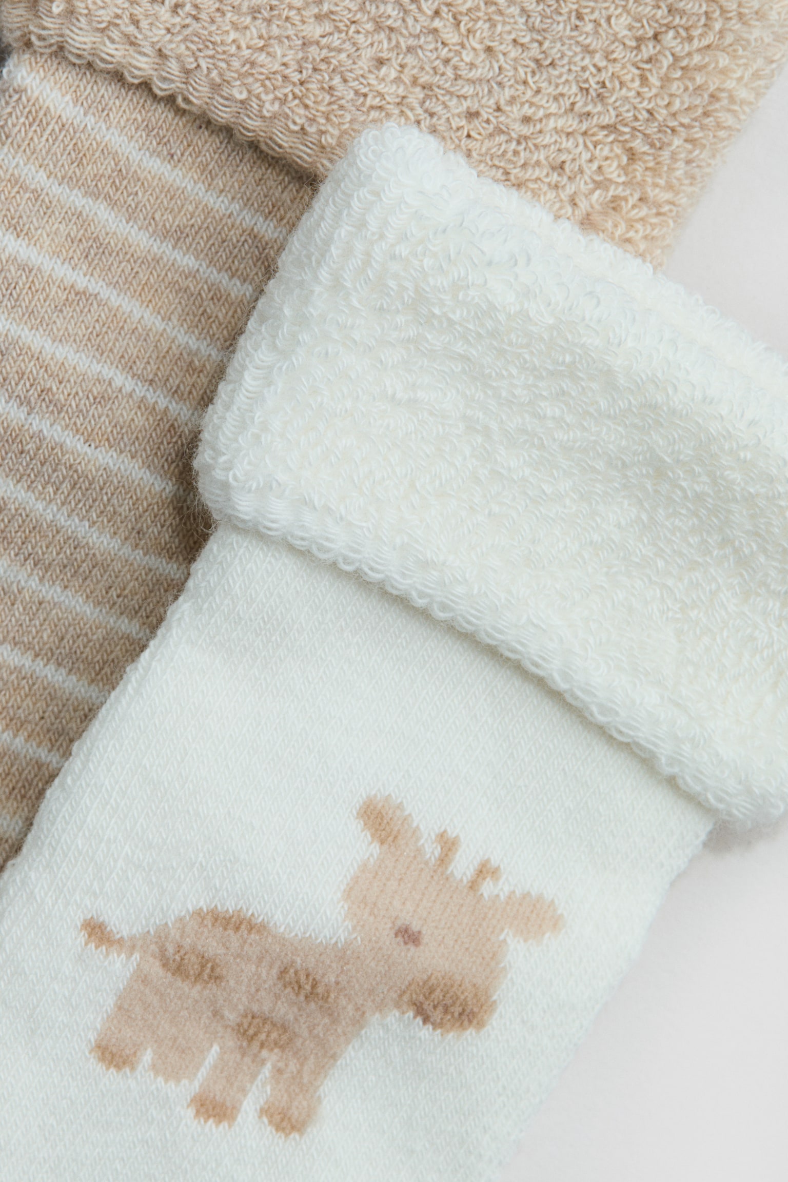 2-pack terry socks - Beige/Giraffe/Light pink/Apples/White/I Love Mum/Light beige/Teddy bear/Beige/Spotted/Light green/Hot Air Balloon - 2