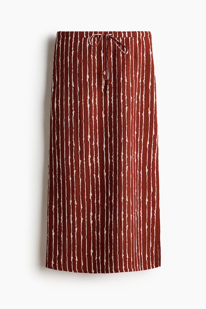 Crinkled Pencil Skirt - Burnt orange/striped - 1