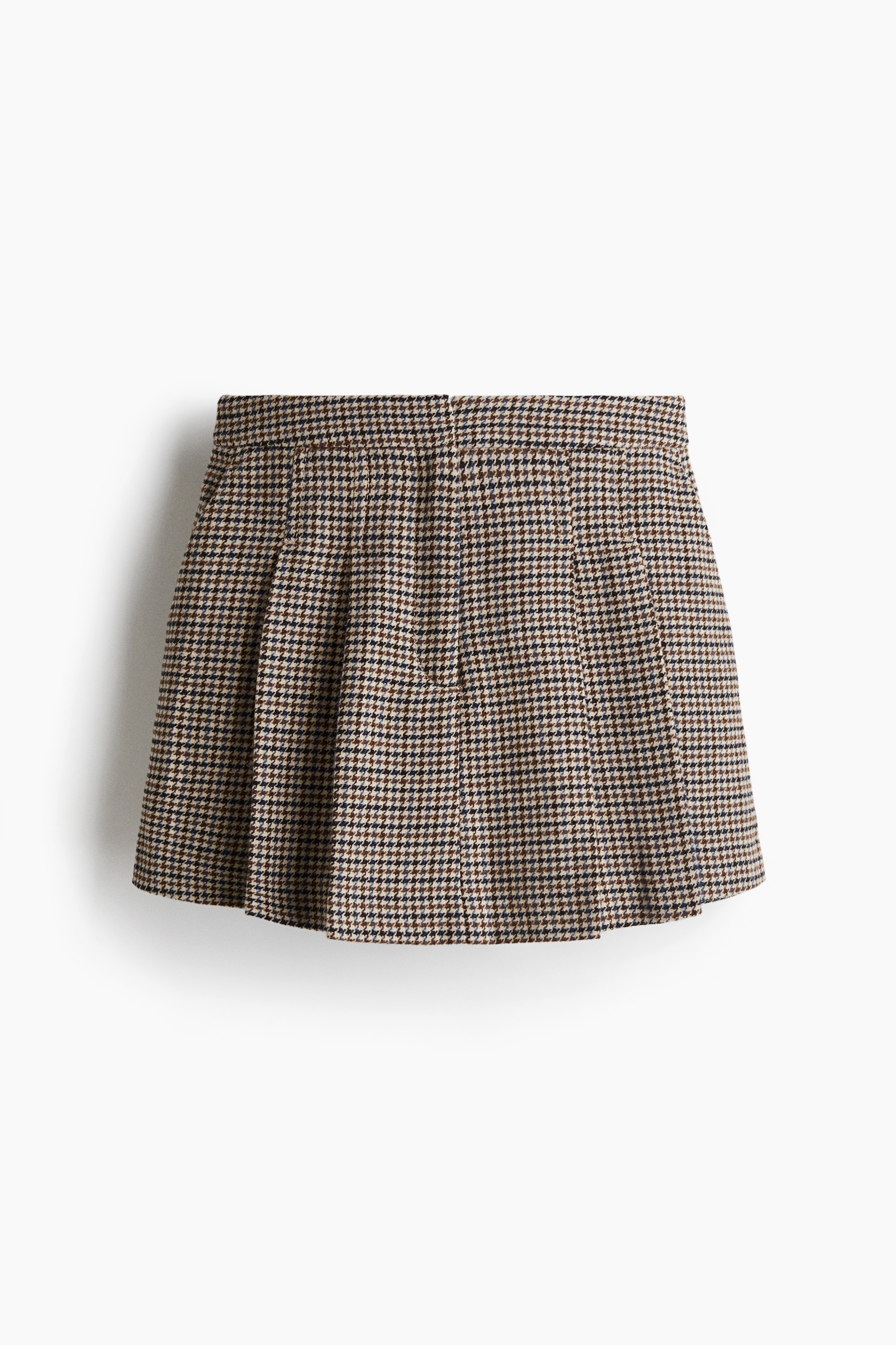 Pleated skort - Light beige/Dogtooth pattern/Dark grey/Checked