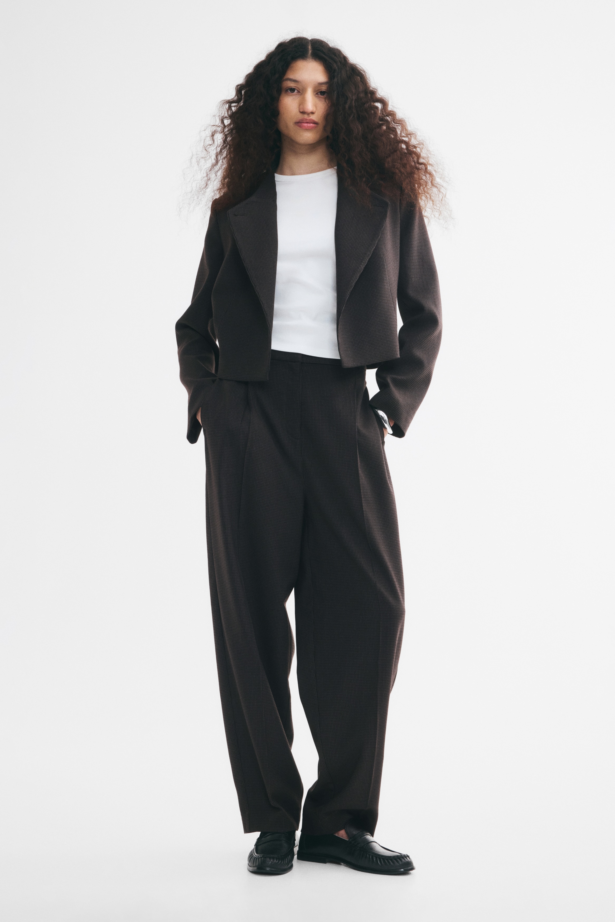 Twill pantalon - Donkerbruin/dogtoothdessin