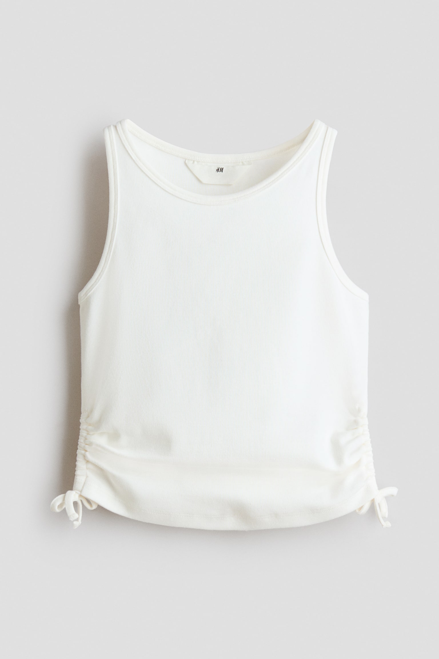 Ruched vest top - White/Light beige/Leopard print/Light blue