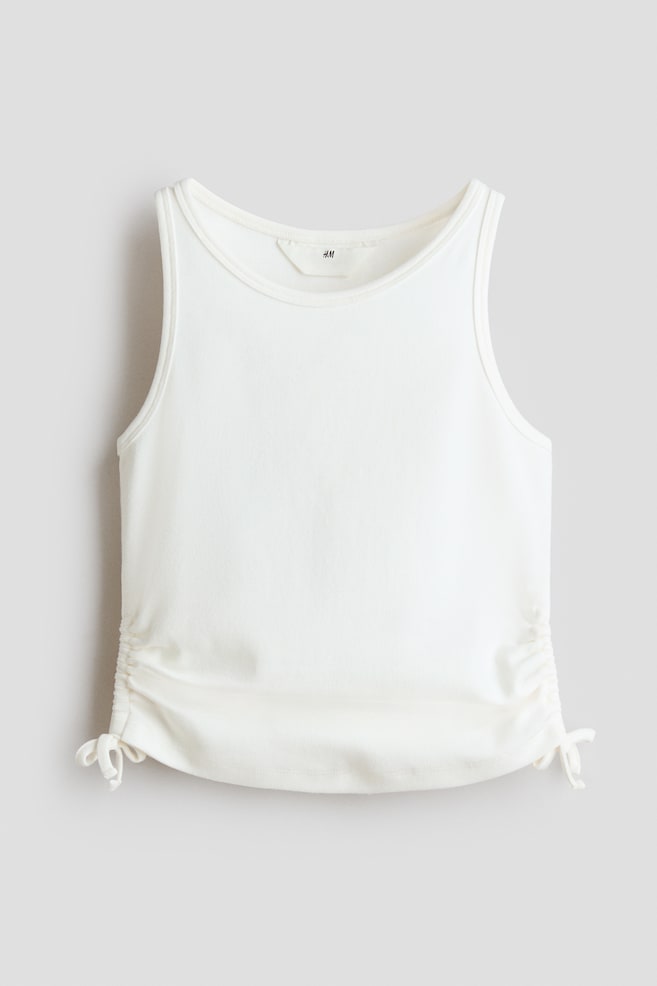 Ruched Tank Top - White/Light beige/leopard print/Light blue - 1