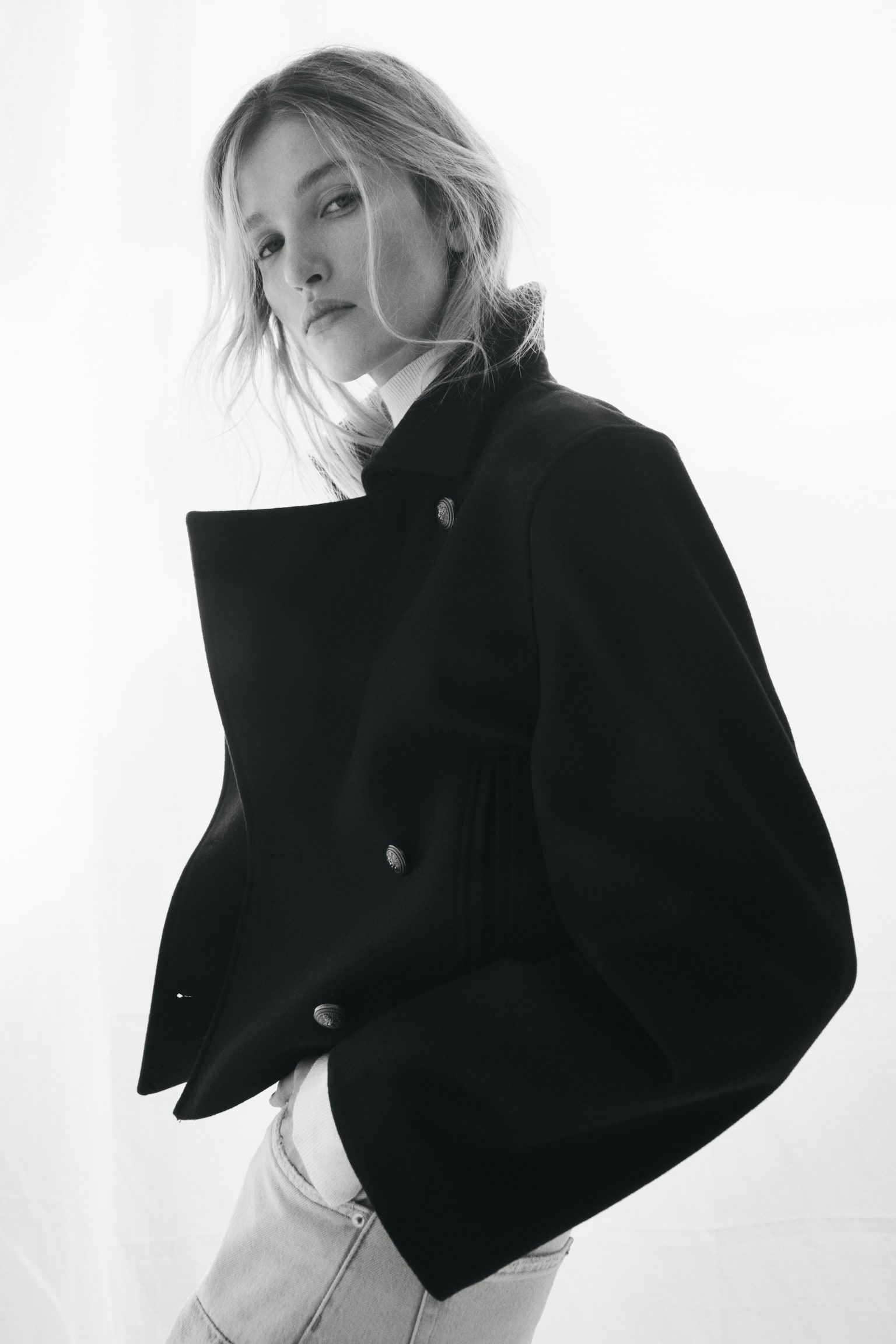 Женская куртка H&M Wool-Blend Funnel-Collar, цвет: Чёрный — фото 6
