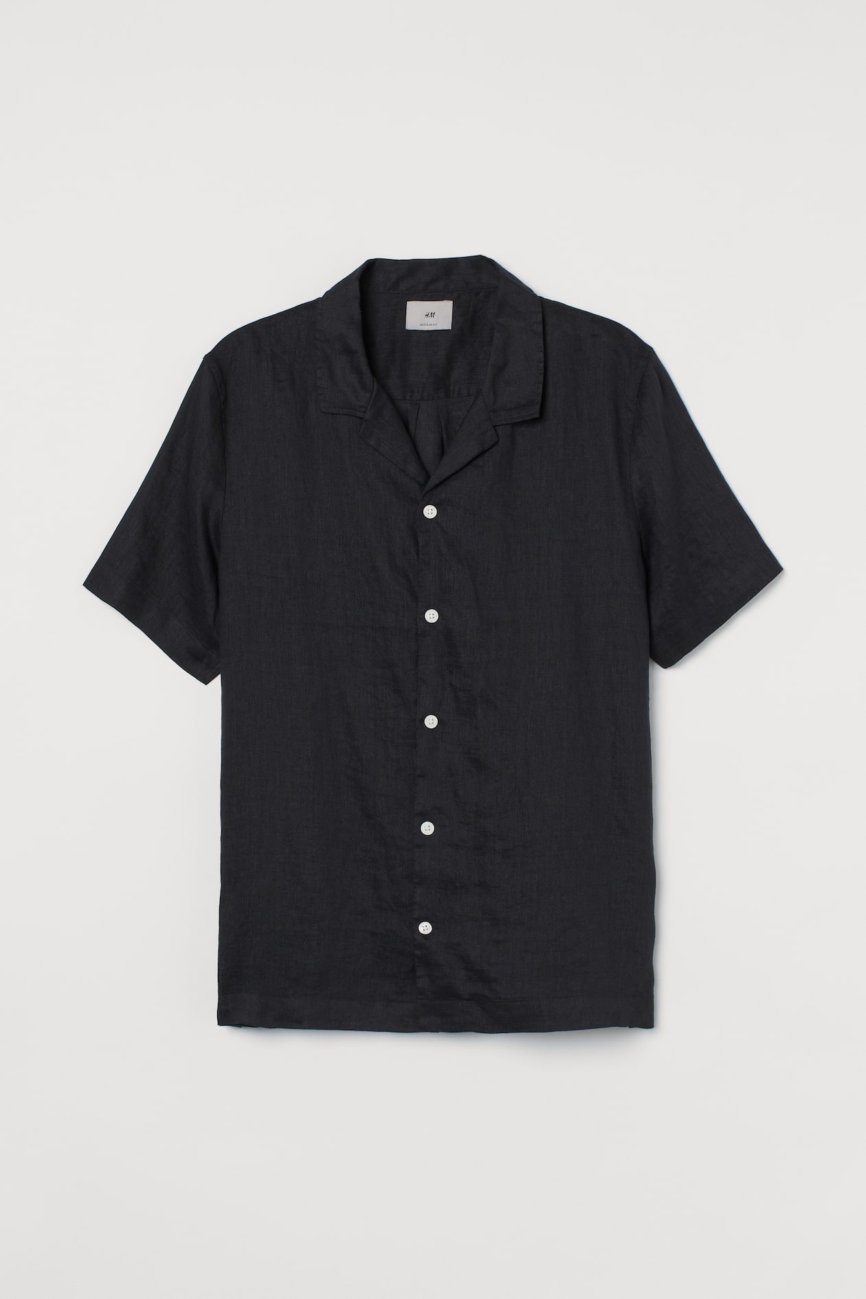 Regular Fit Linen Shirt - Short sleeve - Regular length - Black - Men ...