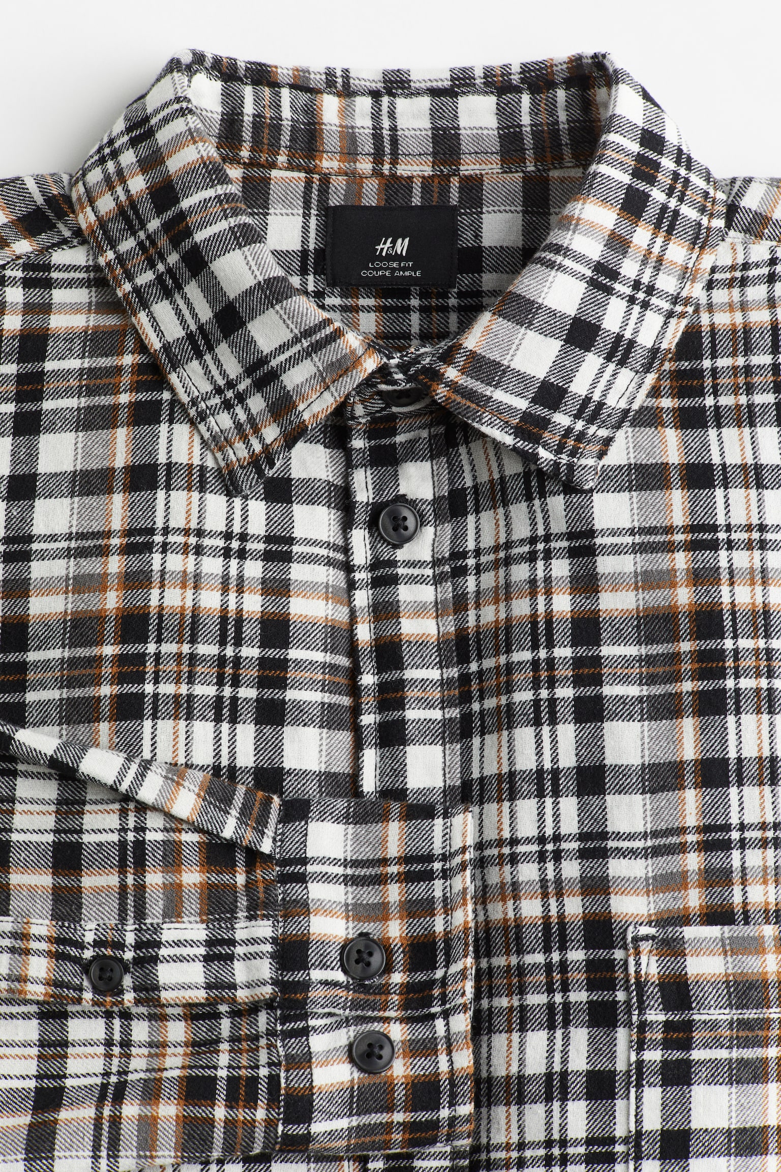 Loose Fit Flannel Shirt - Black/Brown check/Blue/Check - 5