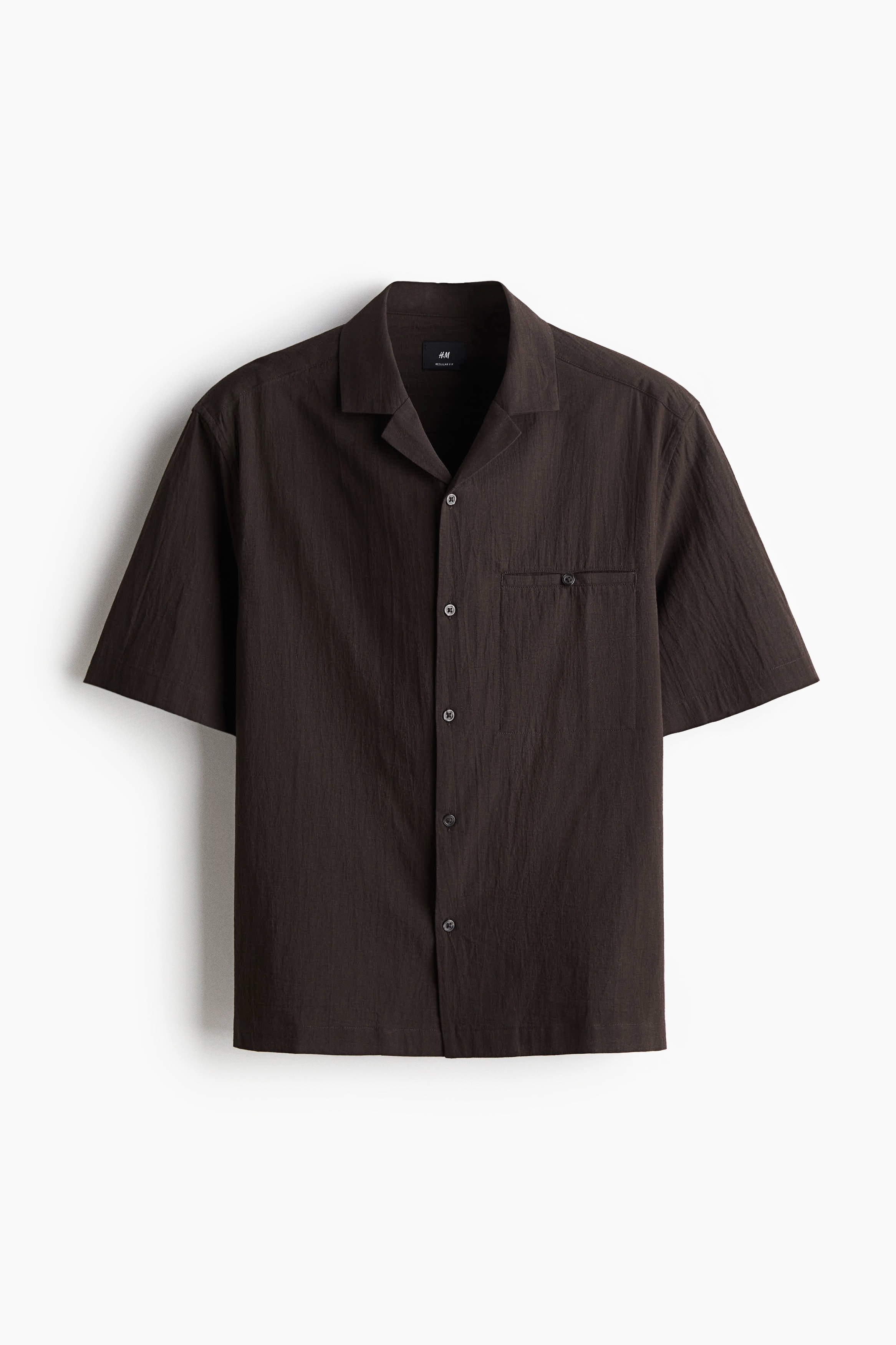 Chemise coupe classique à col cubain - Brun foncé/Blanc/Noir