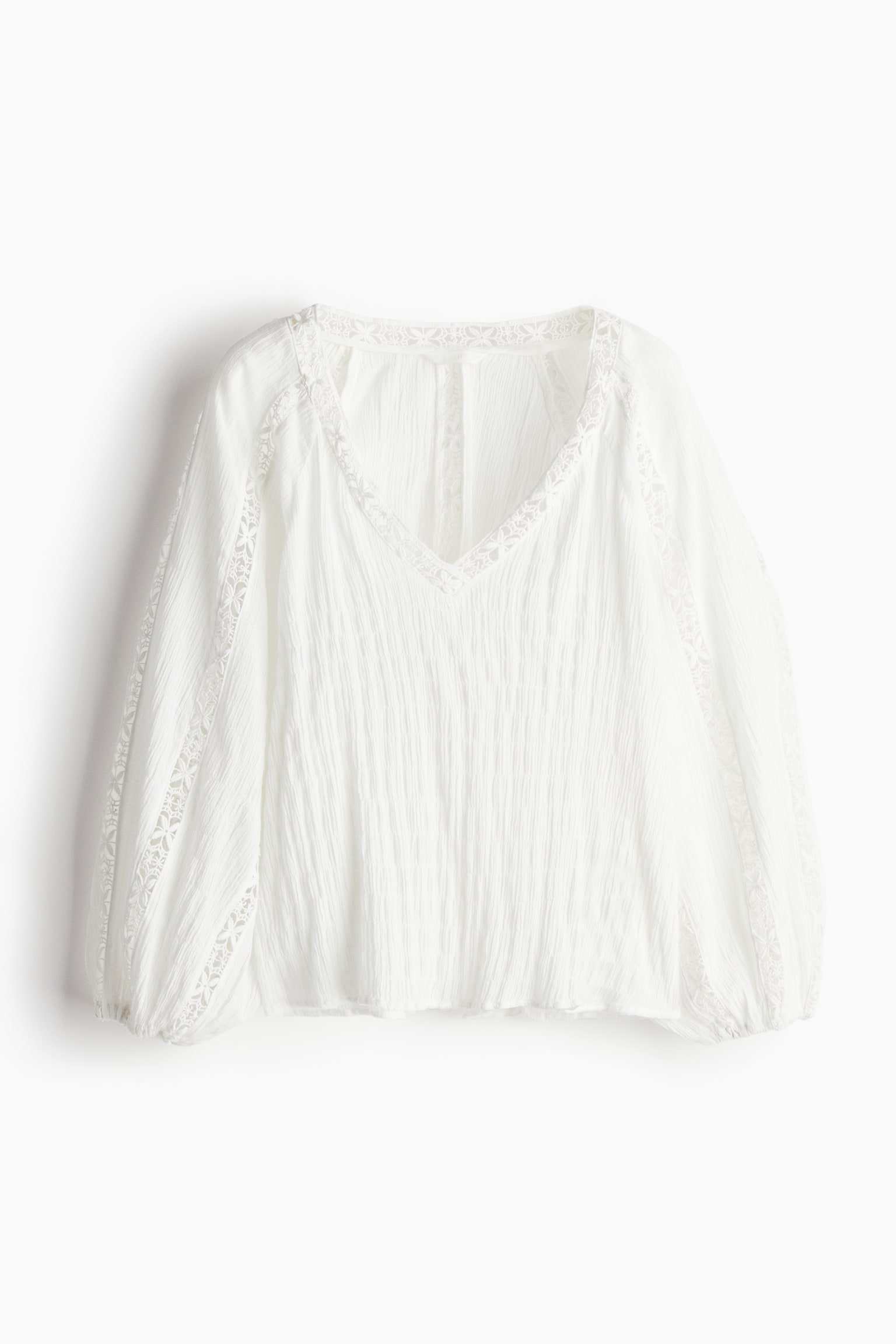 Blouse avec dentelle - Blanc - 2