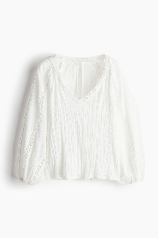 Lace-detail blouse - White - 1