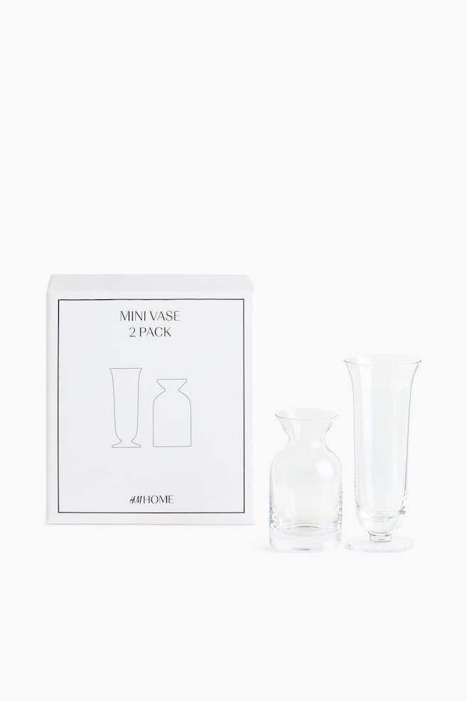 2-Pack Glass Mini Vases - Transparent - 1