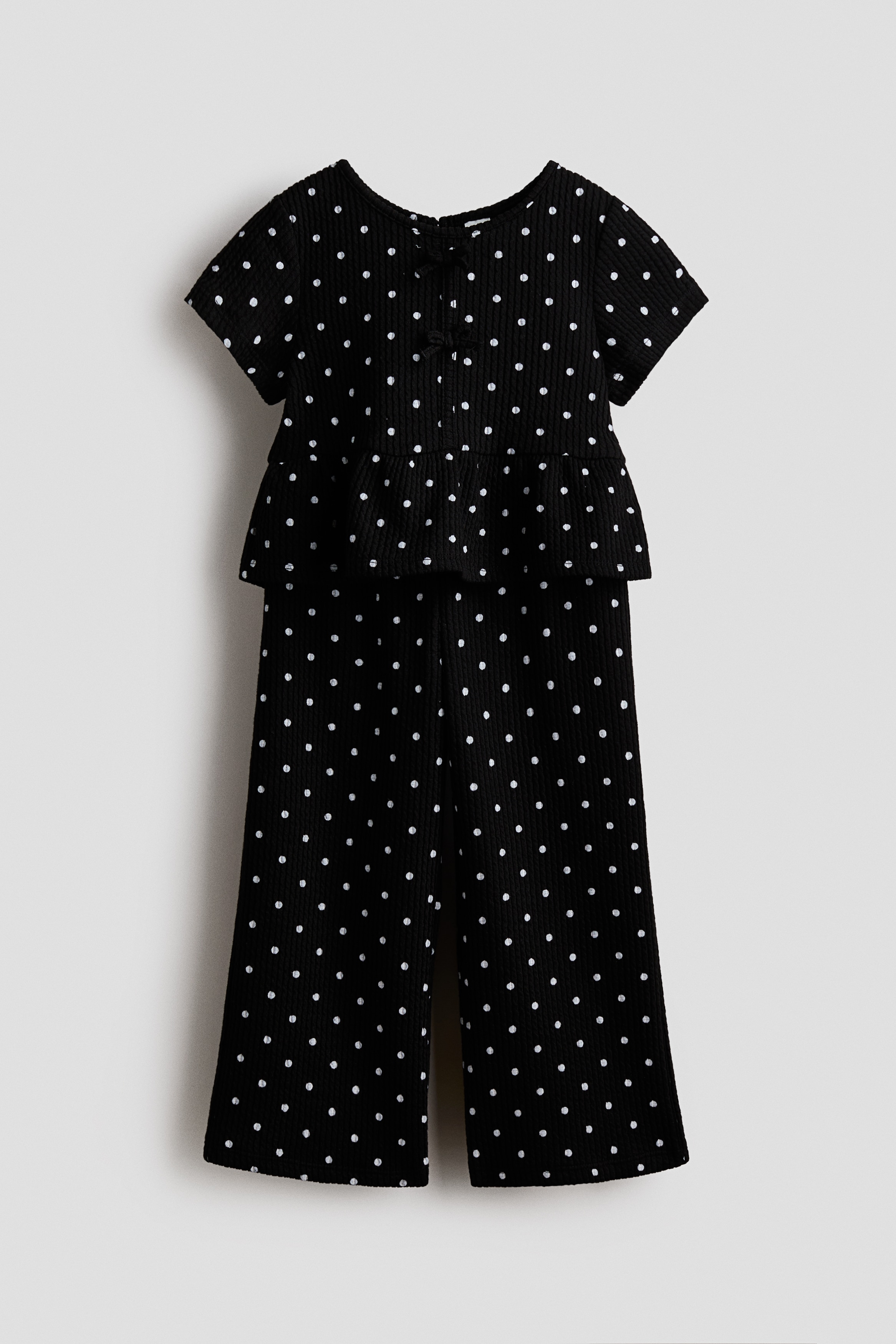 Black/dotted 2-Piece Textured Jersey Set for kids | H&M US