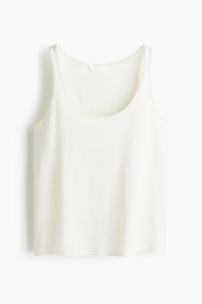 Tanktop aus Baumwolle - Weiß/Weinrot/Mattbraun - 1