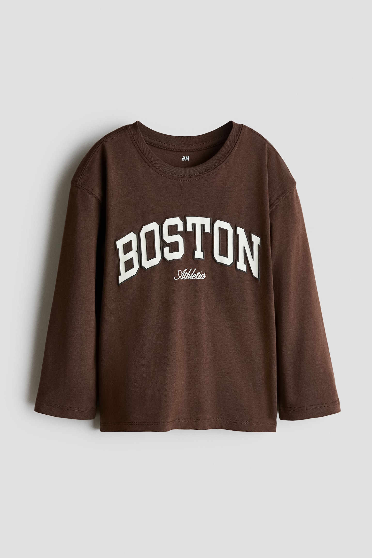 Maglia a maniche lunghe con stampa - Marrone scuro mélange/Grigio chiaro mélange/baseball