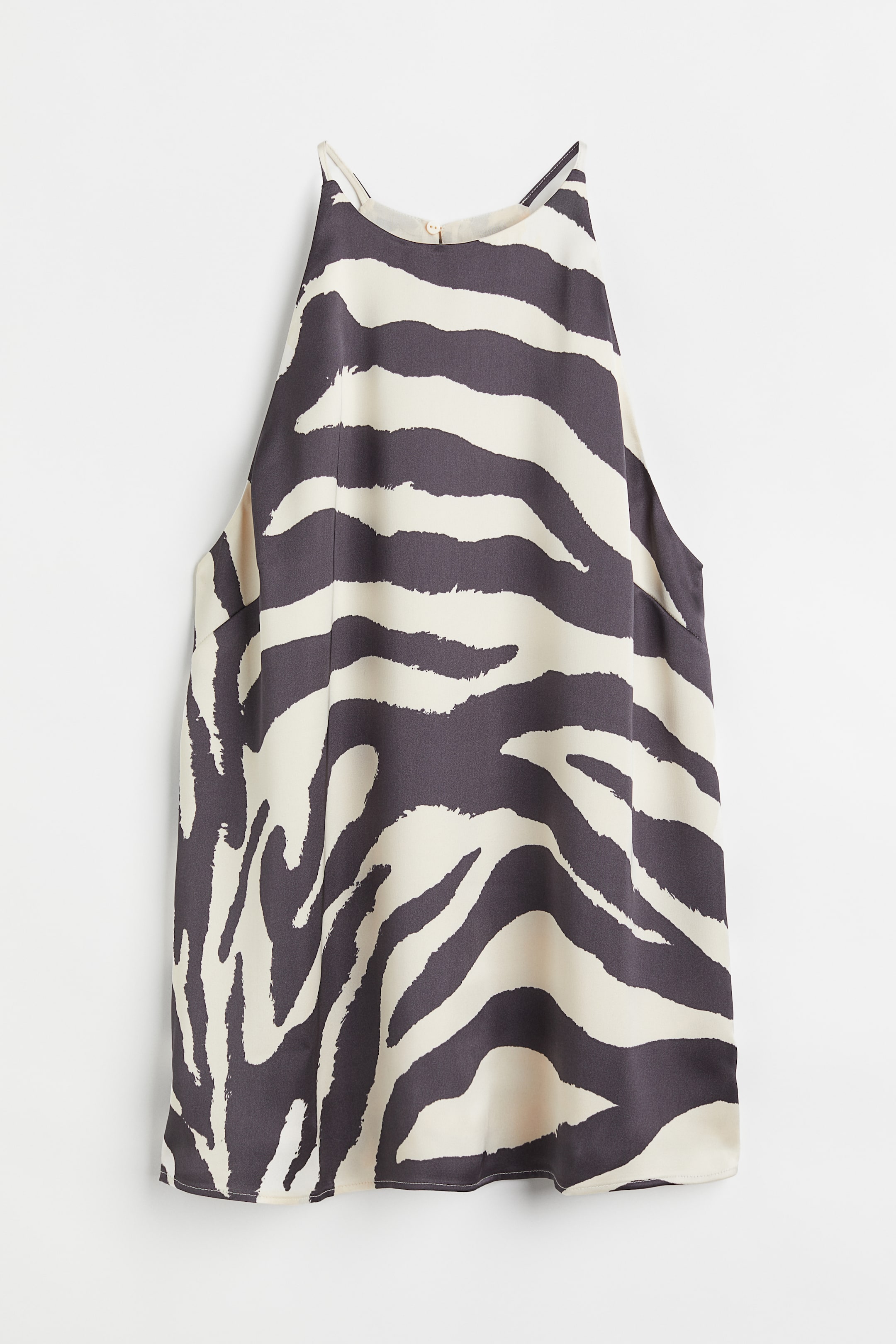 Satin top - Sleeveless - Regular length - Cream/Zebra print 