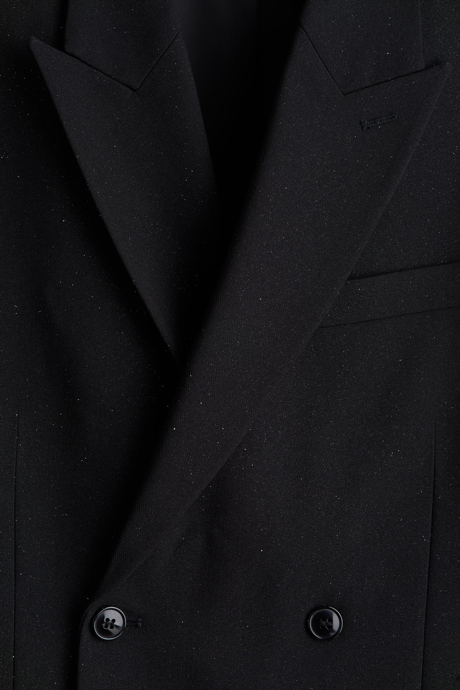 Relaxed Fit Double-breasted jacket - Black/Glittery - 5