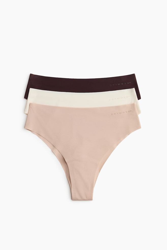 3-pack sports Brazilian briefs with DryMove™ - Beige/Black - 1